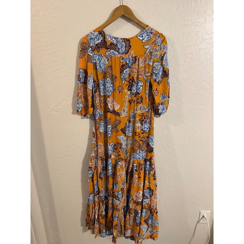 Anthropologie Y Abel the Label Mango Magic Floral Paisley Yellow Boho Maxi Dress - Picture 11 of 11